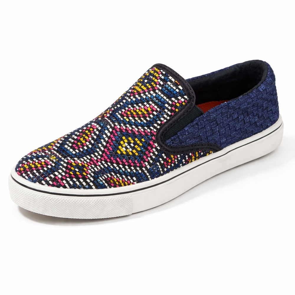 Bernie Mev Blaire Slip On Sneakers Woven Multicolor Stretch Comfort